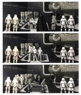 Vader and a subordinate approach the ramp to the Falcon. An Officer and several heavily armed troops exit the spacecraft. OFFICER: (to Vader) "There's no one on board, sir. According to the log, the crew abandoned ship right after takeoff. #starwars #anhwt #toyshelf